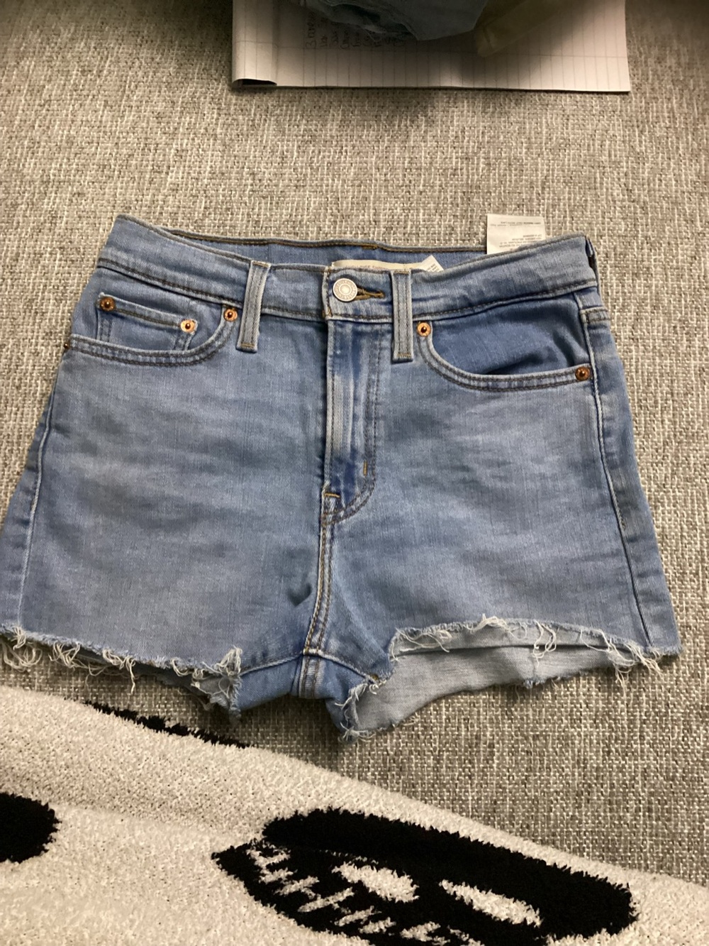 Levi's Light Blue High-Waist Frayed Denim Shorts